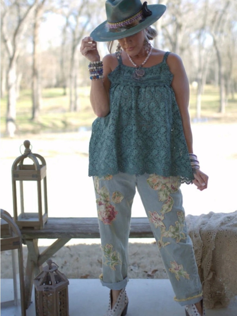 NEW Jaded Gypsy Eye See You Tank - Emerald